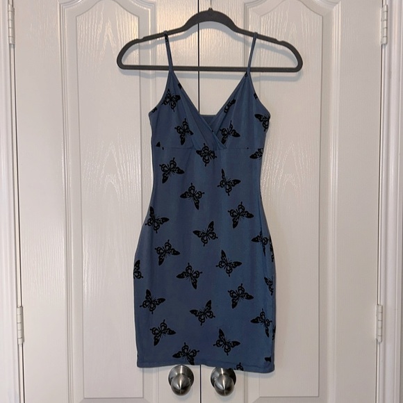 Butterfly Sleveless Blue Dress Size Small - Picture 1 of 14